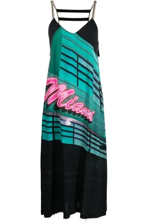 Palm Angels Miami Midikleid mit grafischem Print