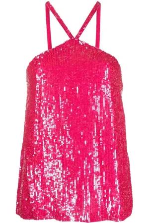 P.a.r.o.s.h. Damen Haltertops - Blush sequin-embellished halter top