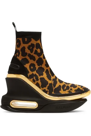Balmain Damen Sneakers - Leopard-print wedge sneakers