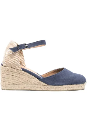 Castaner 70mm raffia wedge pumps