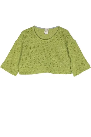 Caffe' D'orzo Pointelle knit cropped top