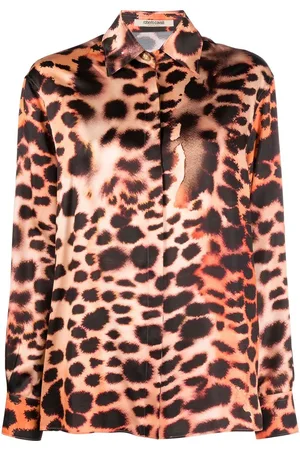 Roberto Cavalli Seidenbluse mit Leoparden-Print