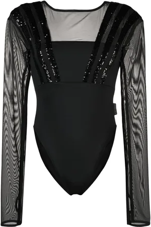 adidas Damen Bodys - Sequin-embellished panelled bodysuit