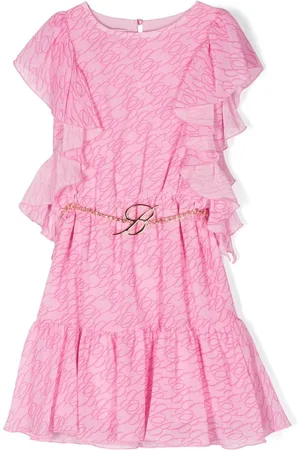 MISS BLUMARINE Gerüschtes Kleid mit Logo-Gürtel