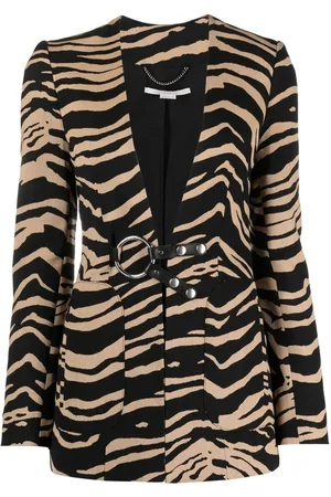 Stella McCartney Damen Jacquard Jacken - Tiger-print jacquard belted jacket