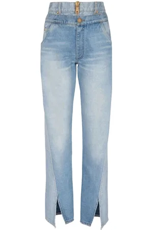 Balmain Gerade High-Rise-Jeans