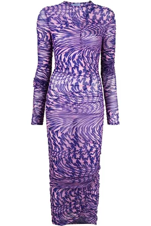 MUGLER Midikleid mit Sterne-Print