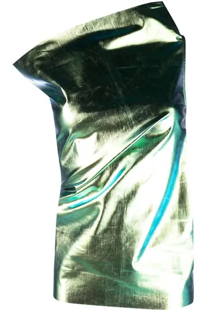 Rick Owens Damen Asymmetrische Kleider - Athena metallic one-shoulder dress