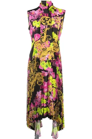 VERSACE Midikleid mit Logo Orchideen-Print