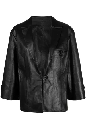 DROME Crop-sleeves leather jacket