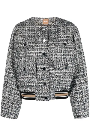 HUGO BOSS Bouclé long-sleeve bomber jacket