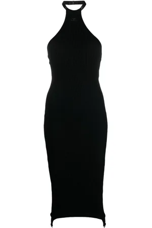 Courrèges Geripptes Neckholder-Kleid