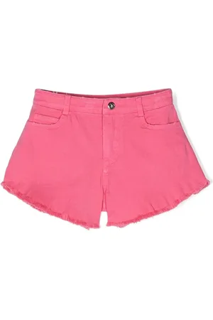 Twin-Set Ausgefranste Shorts mit Logo-Schild