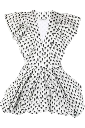 Serafini Gerüschtes Kleid mit Blumen-Print
