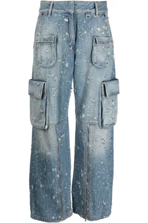 Acne Studios Damen Tapered Jeans - Distressed relaxed-fit cargo jeans