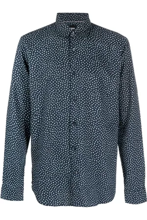 HUGO BOSS Leinenhemd mit abstraktem Print