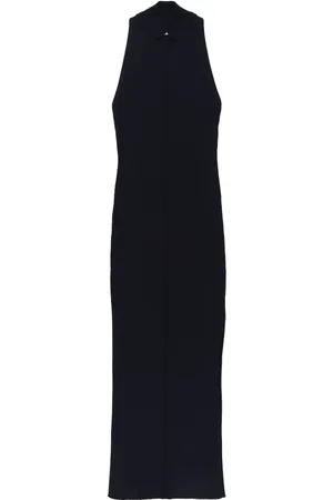 Courrèges Geripptes Midikleid mit Cut-Outs