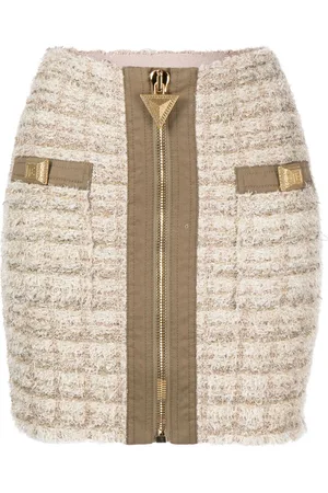 Balmain Tweed-Minirock mit Reißverschluss