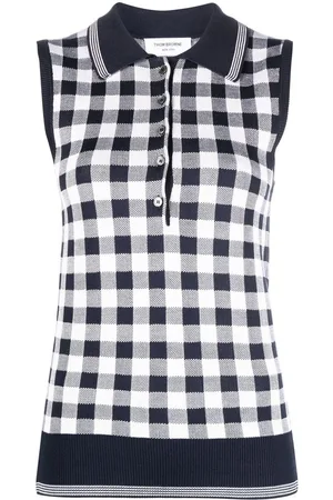 Thom Browne Ärmelloses Poloshirt mit Vichy-Karo