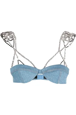 GCDS Embellished-strap denim bralette top