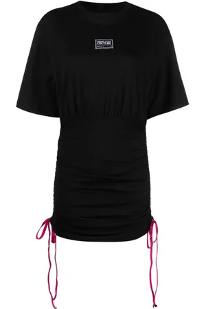 VERSACE Gerafftes Minikleid mit Logo-Patch