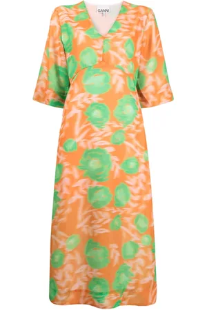 Ganni Midikleid mit Blumen-Print