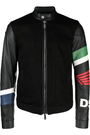 Dsquared2 Lederjacke mit Logo-Prägung