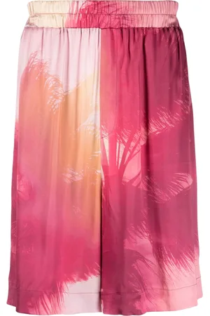 LANEUS Weite Shorts mit Palmen-Print