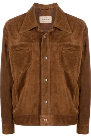 FORTELA Damen Lederjacken - Long-sleeve buttoned suede jacket