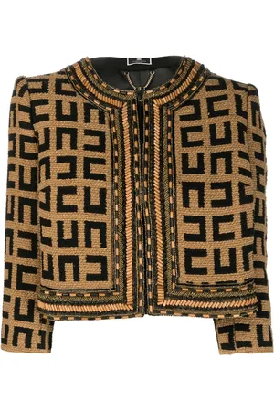 Elisabetta Franchi Damen Jacquard Jacken - Logo-jacquard tweed jacket