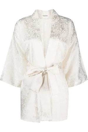 P.a.r.o.s.h. Damen Jacquard Jacken - Floral-jacquard tie-waist jacket