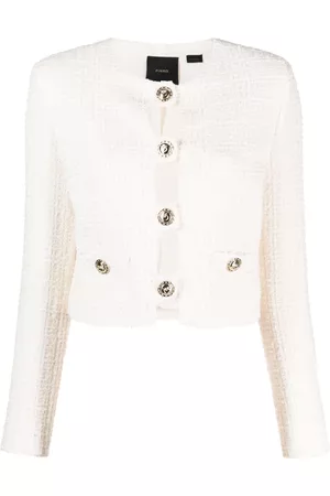 Pinko Damen Bouclé Jacken - Bouclé button-up cropped jacket