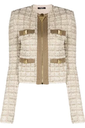 Balmain Damen Bouclé Jacken - Button-embellished bouclé jacket