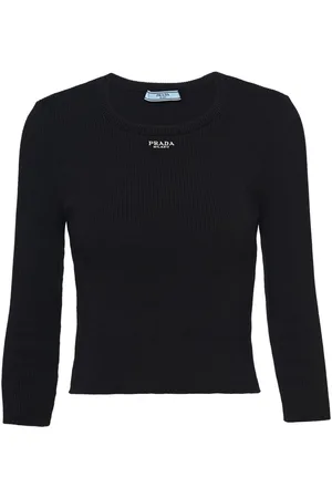 Prada Gerippter Pullover mit Logo-Stickerei