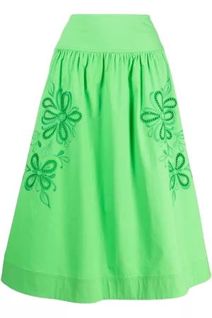Moschino Damen Bedruckte Röcke - Floral-embroidered midi skirt