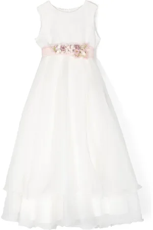 Mimilù Langes Kleid mit Blumenapplikation