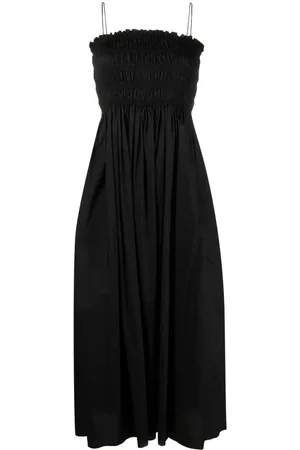 MATTEAU Popeline-Midikleid mit gerafften Einsätzen