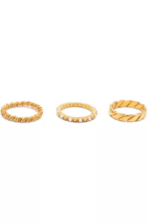 Joanna Laura Constantine Damen Ringe - Set-of-three gold-plated pearl rings