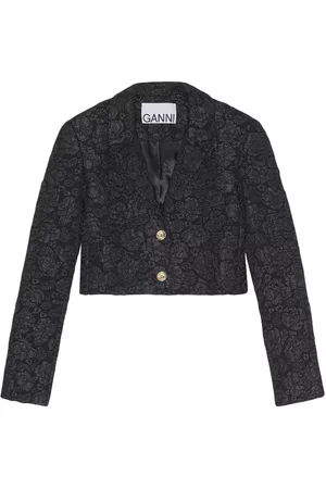 Ganni Damen Jacquard Jacken - Jacquard cropped jacket