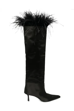 Alexander Wang Viola Stiefel aus Satin mit Federbesatz