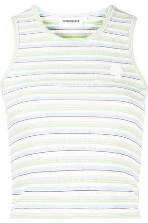 Chocoolate Gestreiftes Tanktop mit Logo-Patch