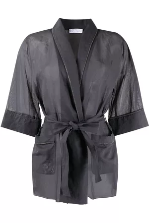 Brunello Cucinelli Damen Kimonos - Monili-embellished cotton kimono