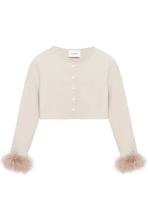 Sleeper Cropped-Cardigan mit Federn