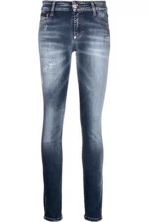 Philipp Plein Damen Stretch Jeans - Logo-patch stretch skinny jeans
