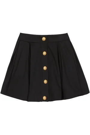 Balmain Faltenrock mit Knopfdetail