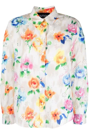 Moschino Damen Shirts - Broderie anglaise floral-print cotton shirt