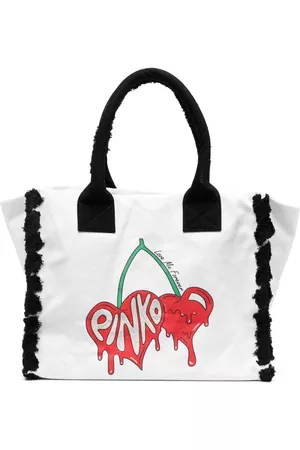 Pinko Damen Strandtaschen - Slogan-print cotton beach bag