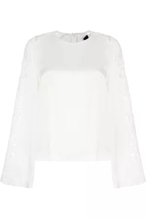 Paule Ka Damen Blusen - Lace-detailing satin-finish blouse