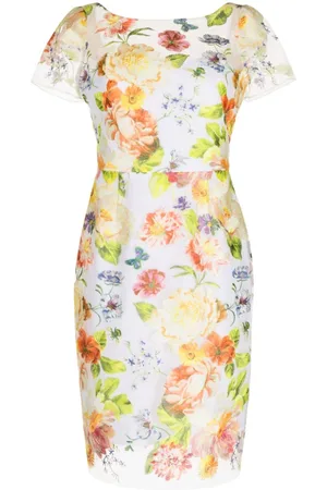 Marchesa Notte Kleid mit Blumenstickerei