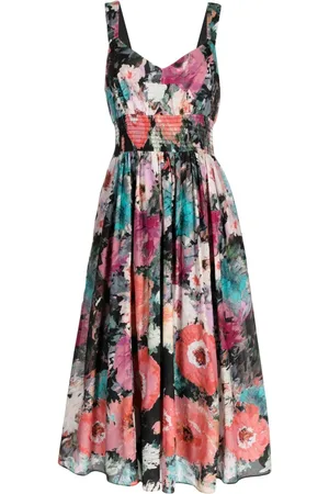 Marchesa Notte Midikleid mit Blumen-Print